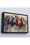 Ahşap Çerçeveli Koşan Atlar Tablosu-7257