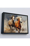 Ahşap Çerçeveli Koşan Atlar Tablosu-7276