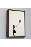 Ahşap Çerçeveli Banksy - Balonlu Kız Tablo - Girl With Balloon-7310