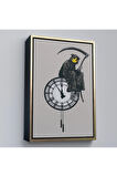 Ahşap Çerçeveli Banksy - Gülen Azrail Tablosu - Grin Reaper-7313