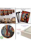 Ahşap Çerçeveli Pablo Picasso Tarzı - Soyut Renkli Kedi Tablo-7371