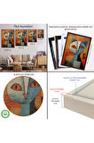 Ahşap Çerçeveli Pablo Picasso Tarzı - Soyut Renkli Kedi Tablo-7373