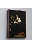 Ahşap Çerçeveli Caravaggio - İskenderiyeli Aziz Catherine Tablosu-7386