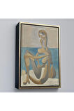 Ahşap Çerçeveli Salvador Dali - Plajda Oturan Yüzücü Tablo - Seated Bather On The Beach-7405