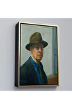 Ahşap Çerçeveli Edward Hopper Tablosu - Self Portrait-7407