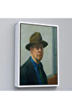 Ahşap Çerçeveli Edward Hopper Tablosu - Self Portrait-7407