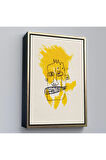 Ahşap Çerçeveli Jean-Michel Basquiat - Sarı Saçlı İsimsiz Tablo-7440