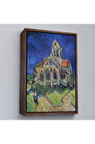 Ahşap Çerçeveli Vincent Van Gogh Auvers'Deki Kilise Tablosu-7445