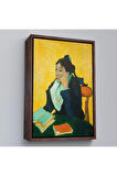 Ahşap Çerçeveli Vincent Van Gogh - Kitaplarla Madame Ginoux Tablosu-7448