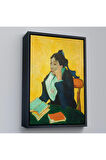 Ahşap Çerçeveli Vincent Van Gogh - Kitaplarla Madame Ginoux Tablosu-7448