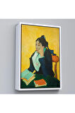 Ahşap Çerçeveli Vincent Van Gogh - Kitaplarla Madame Ginoux Tablosu-7448