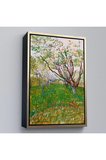 Ahşap Çerçeveli Vincent Van Gogh - Meyve Çiçekleri Tablosu-7450