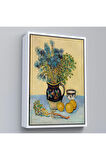 Ahşap Çerçeveli Natürmort Kır Çiçekleri İle Majolica Tarzı Sürahi Tablo - Vincent Van Gogh-7451