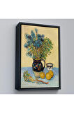 Ahşap Çerçeveli Natürmort Kır Çiçekleri İle Majolica Tarzı Sürahi Tablo - Vincent Van Gogh-7451