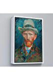 Ahşap Çerçeveli Vincent Van Gogh - Hasır Şapkalı Otoportre Tablosu-7452