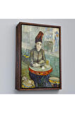 Ahşap Çerçeveli Vincent Van Gogh - Kafede - Le Tambourin'Deki Agostina Segatori Tablo-7458