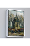 Ahşap Çerçeveli Vincent Van Gogh - Cemaat Nuenen'Deki Reform Kilisesinden Ayrılıyor Tablo-7466