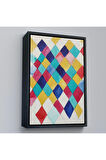 Ahşap Çerçeveli Elmaslarla Renk Çalışması Tablo - Vasily Kandinsky-7491