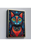 Ahşap Çerçeveli Pablo Picasso Tarzı - Soyut Renkli Kedi Tablo-7512