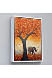 Ahşap Çerçeveli Portakal Ağacı Ve Altındaki Fil Tablo-7513