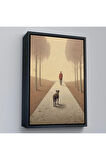 Ahşap Çerçeveli Hiçliğe Yürüyen Yalnız Adam Tablo-7520