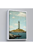 Ahşap Çerçeveli Deniz Fenerini İzleyen Yalnız Adam Tablo-7521