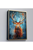 Ahşap Çerçeveli Suluboya Geyik Tablosu-7536