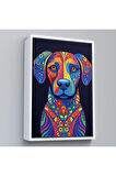 Ahşap Çerçeveli Mandala Renkli Köpek Tablo-7545