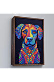 Ahşap Çerçeveli Mandala Renkli Köpek Tablo-7545
