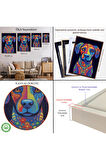 Ahşap Çerçeveli Mandala Renkli Köpek Tablo-7545