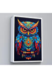 Ahşap Çerçeveli Mandala Renkli Baykuş Tablo-7554