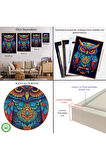 Ahşap Çerçeveli Mandala Renkli Baykuş Tablo-7554