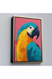 Ahşap Çerçeveli Renkli Ara Papağanı Tablo-7579