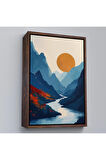 Ahşap Çerçeveli Dağların Arasındaki Güneş Manzarası Tablo-7580