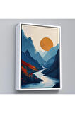 Ahşap Çerçeveli Dağların Arasındaki Güneş Manzarası Tablo-7580