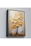 Ahşap Çerçeveli Sarı Çiçekli Ağaç Tablosu-7624
