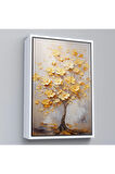 Ahşap Çerçeveli Sarı Çiçekli Ağaç Tablosu-7624