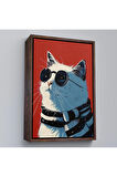 Ahşap Çerçeveli Cool Kedi Tablo-7643