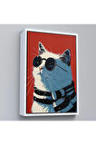 Ahşap Çerçeveli Cool Kedi Tablo-7643