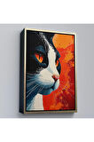 Ahşap Çerçeveli Cool Kedi Tablo-7658
