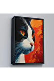 Ahşap Çerçeveli Cool Kedi Tablo-7658