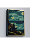 Ahşap Çerçeveli Vincent Van Gogh Tarzı Dalgalı Deniz Tablosu-7689