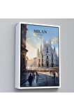 Ahşap Çerçeveli Milan İtalya Tablosu-7693