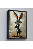 Ahşap Çerçeveli Bugs Bunny Tavşan Tablosu-7710