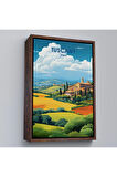 Ahşap Çerçeveli Toskana İtalya Tablosu - Tuscany-7764