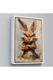 Ahşap Çerçeveli Sinirli Tavşan Tablosu-7785