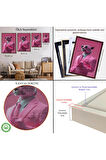 Ahşap Çerçeveli Sigara İçen Pembe Leopar Tablo-7859
