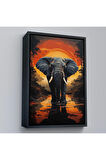 Ahşap Çerçeveli Yürüyen Fil Tablo-7895