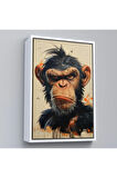 Ahşap Çerçeveli Sinirli Maymun Tablosu-7897