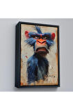 Ahşap Çerçeveli Sinirli Maymun Tablosu-7905